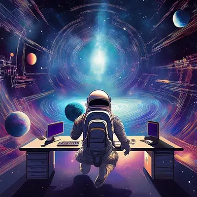 illustration homme qui travaille dans l'univers du numérique